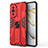 Silicone Matte Finish and Plastic Back Cover Case with Magnetic Stand KC1 for Huawei Nova 10 Pro Red