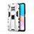 Silicone Matte Finish and Plastic Back Cover Case with Magnetic Stand KC1 for Huawei Nova 8i Silver
