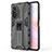 Silicone Matte Finish and Plastic Back Cover Case with Magnetic Stand KC1 for Huawei Nova 9 SE