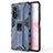 Silicone Matte Finish and Plastic Back Cover Case with Magnetic Stand KC1 for Huawei Nova 9 SE