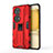 Silicone Matte Finish and Plastic Back Cover Case with Magnetic Stand KC1 for Huawei P50 Red