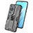 Silicone Matte Finish and Plastic Back Cover Case with Magnetic Stand KC1 for Huawei P60 Art