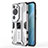 Silicone Matte Finish and Plastic Back Cover Case with Magnetic Stand KC1 for Huawei P60 Art