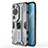 Silicone Matte Finish and Plastic Back Cover Case with Magnetic Stand KC1 for Huawei P60 Art