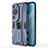 Silicone Matte Finish and Plastic Back Cover Case with Magnetic Stand KC1 for Huawei P60 Art