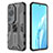 Silicone Matte Finish and Plastic Back Cover Case with Magnetic Stand KC1 for Huawei P60 Art