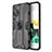 Silicone Matte Finish and Plastic Back Cover Case with Magnetic Stand KC1 for Huawei P60 Black