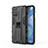 Silicone Matte Finish and Plastic Back Cover Case with Magnetic Stand KC1 for OnePlus 9R 5G