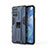 Silicone Matte Finish and Plastic Back Cover Case with Magnetic Stand KC1 for OnePlus 9R 5G