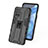 Silicone Matte Finish and Plastic Back Cover Case with Magnetic Stand KC1 for OnePlus 9R 5G