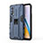 Silicone Matte Finish and Plastic Back Cover Case with Magnetic Stand KC1 for OnePlus Nord 2 5G