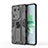 Silicone Matte Finish and Plastic Back Cover Case with Magnetic Stand KC1 for Oppo Reno11 5G