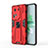 Silicone Matte Finish and Plastic Back Cover Case with Magnetic Stand KC1 for Oppo Reno11 5G Red