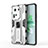 Silicone Matte Finish and Plastic Back Cover Case with Magnetic Stand KC1 for Oppo Reno11 5G Silver