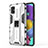 Silicone Matte Finish and Plastic Back Cover Case with Magnetic Stand KC1 for Samsung Galaxy A51 4G