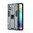 Silicone Matte Finish and Plastic Back Cover Case with Magnetic Stand KC1 for Samsung Galaxy A71 4G A715 Gray