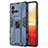 Silicone Matte Finish and Plastic Back Cover Case with Magnetic Stand KC1 for Vivo iQOO 9T 5G