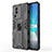 Silicone Matte Finish and Plastic Back Cover Case with Magnetic Stand KC1 for Vivo iQOO Neo7 5G