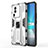 Silicone Matte Finish and Plastic Back Cover Case with Magnetic Stand KC1 for Vivo iQOO Neo7 5G