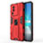 Silicone Matte Finish and Plastic Back Cover Case with Magnetic Stand KC1 for Vivo iQOO Neo7 5G Red