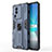 Silicone Matte Finish and Plastic Back Cover Case with Magnetic Stand KC1 for Vivo iQOO Neo7 SE Blue