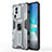 Silicone Matte Finish and Plastic Back Cover Case with Magnetic Stand KC1 for Vivo iQOO Neo7 SE Gray