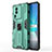 Silicone Matte Finish and Plastic Back Cover Case with Magnetic Stand KC1 for Vivo iQOO Neo7 SE Green