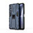 Silicone Matte Finish and Plastic Back Cover Case with Magnetic Stand KC1 for Vivo iQOO Z3 5G Blue