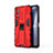 Silicone Matte Finish and Plastic Back Cover Case with Magnetic Stand KC1 for Vivo iQOO Z3 5G Red