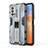 Silicone Matte Finish and Plastic Back Cover Case with Magnetic Stand KC1 for Vivo iQOO Z5 5G Gray