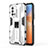 Silicone Matte Finish and Plastic Back Cover Case with Magnetic Stand KC1 for Vivo iQOO Z5 5G Silver