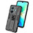 Silicone Matte Finish and Plastic Back Cover Case with Magnetic Stand KC1 for Vivo T1 Pro 5G