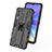 Silicone Matte Finish and Plastic Back Cover Case with Magnetic Stand KC1 for Vivo V21e 5G