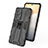 Silicone Matte Finish and Plastic Back Cover Case with Magnetic Stand KC1 for Vivo X70 5G