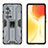 Silicone Matte Finish and Plastic Back Cover Case with Magnetic Stand KC1 for Vivo X70 Pro+ Plus 5G Gray