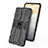 Silicone Matte Finish and Plastic Back Cover Case with Magnetic Stand KC1 for Vivo X70t