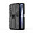 Silicone Matte Finish and Plastic Back Cover Case with Magnetic Stand KC1 for Vivo Y52 5G Black