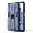 Silicone Matte Finish and Plastic Back Cover Case with Magnetic Stand KC1 for Xiaomi Mi 11T 5G Blue