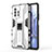 Silicone Matte Finish and Plastic Back Cover Case with Magnetic Stand KC1 for Xiaomi Mi 11T 5G Silver