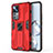 Silicone Matte Finish and Plastic Back Cover Case with Magnetic Stand KC1 for Xiaomi Mi 12T 5G Red