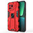 Silicone Matte Finish and Plastic Back Cover Case with Magnetic Stand KC1 for Xiaomi Mi 13 5G Red