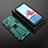 Silicone Matte Finish and Plastic Back Cover Case with Magnetic Stand KC1 for Xiaomi Poco M5S Green