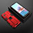 Silicone Matte Finish and Plastic Back Cover Case with Magnetic Stand KC1 for Xiaomi Poco M5S Red