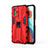 Silicone Matte Finish and Plastic Back Cover Case with Magnetic Stand KC1 for Xiaomi Poco X3 GT 5G Red
