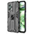 Silicone Matte Finish and Plastic Back Cover Case with Magnetic Stand KC1 for Xiaomi Poco X5 5G Black