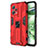 Silicone Matte Finish and Plastic Back Cover Case with Magnetic Stand KC1 for Xiaomi Poco X5 5G Red