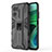 Silicone Matte Finish and Plastic Back Cover Case with Magnetic Stand KC1 for Xiaomi Redmi 10 Prime Plus 5G Black