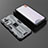 Silicone Matte Finish and Plastic Back Cover Case with Magnetic Stand KC1 for Xiaomi Redmi K50 5G Gray