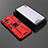 Silicone Matte Finish and Plastic Back Cover Case with Magnetic Stand KC1 for Xiaomi Redmi K50 5G Red