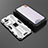 Silicone Matte Finish and Plastic Back Cover Case with Magnetic Stand KC1 for Xiaomi Redmi K50 5G Silver